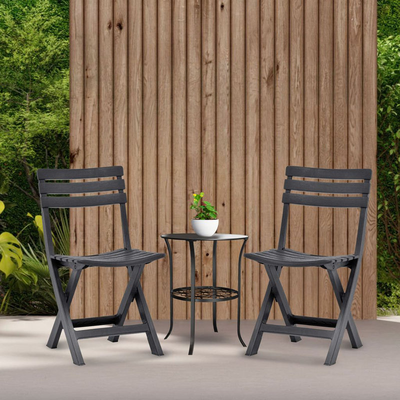 Ensemble de chaises pliantes d'extérieur Nayden, Noir