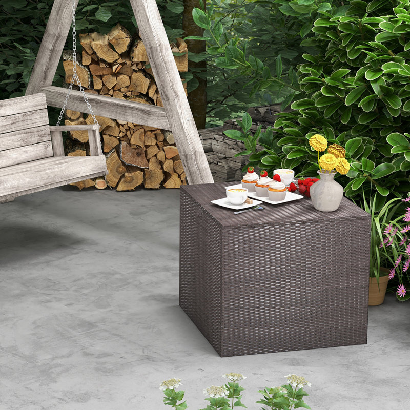 Boîte de rangement pour terrasse en rotin avec gallon Costway