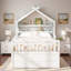 Lit maison avec lit gigogne, tablettes de tête de lit et tiroirs de rangement-354876129-354876128
