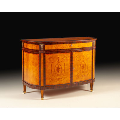 Italian Myrtle Burl Credenza with Brass Ormolu Accents