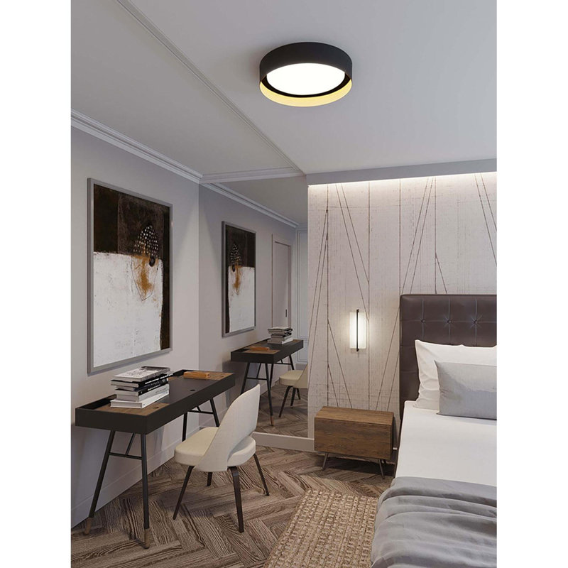 Petitt Acrylic Flush Mount, White, Gold, 16"