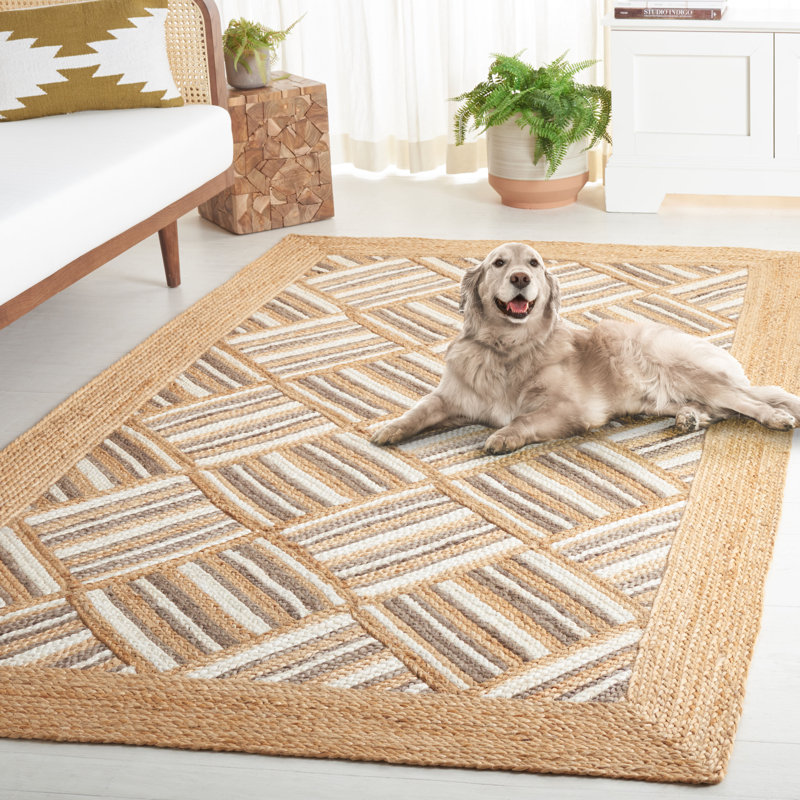 Melanda Natural Fiber Flat Weave Jute Pile Rug, Rectangle 5' x 8'