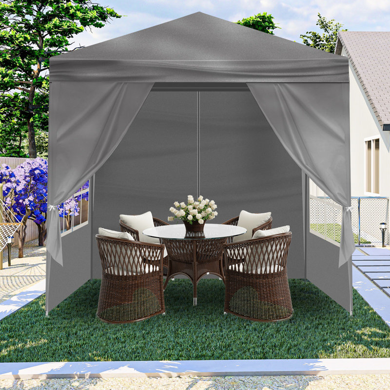 6.5'x 6.5' Portable Canopy Tent with Four Side, Gray