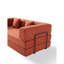 Lit en velours côtelé orange à 3 places avec structure de forme fixe, coussin cylindrique, canapé de plancher pour le salon, mousse à mémoire de forme douce, dossier coussiné, salon à délicatesse, accoudoirs carrés à haute densité, décontracté