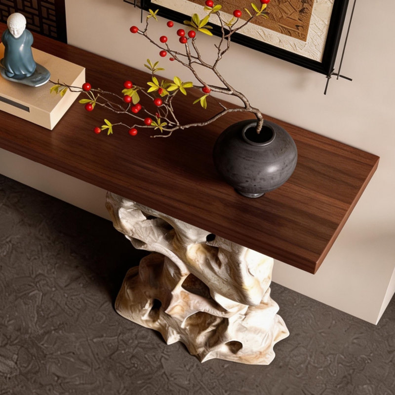 Console élégante de style Wabi-sabi, H 31,5 po x l 70,9 po x P 11,8 po