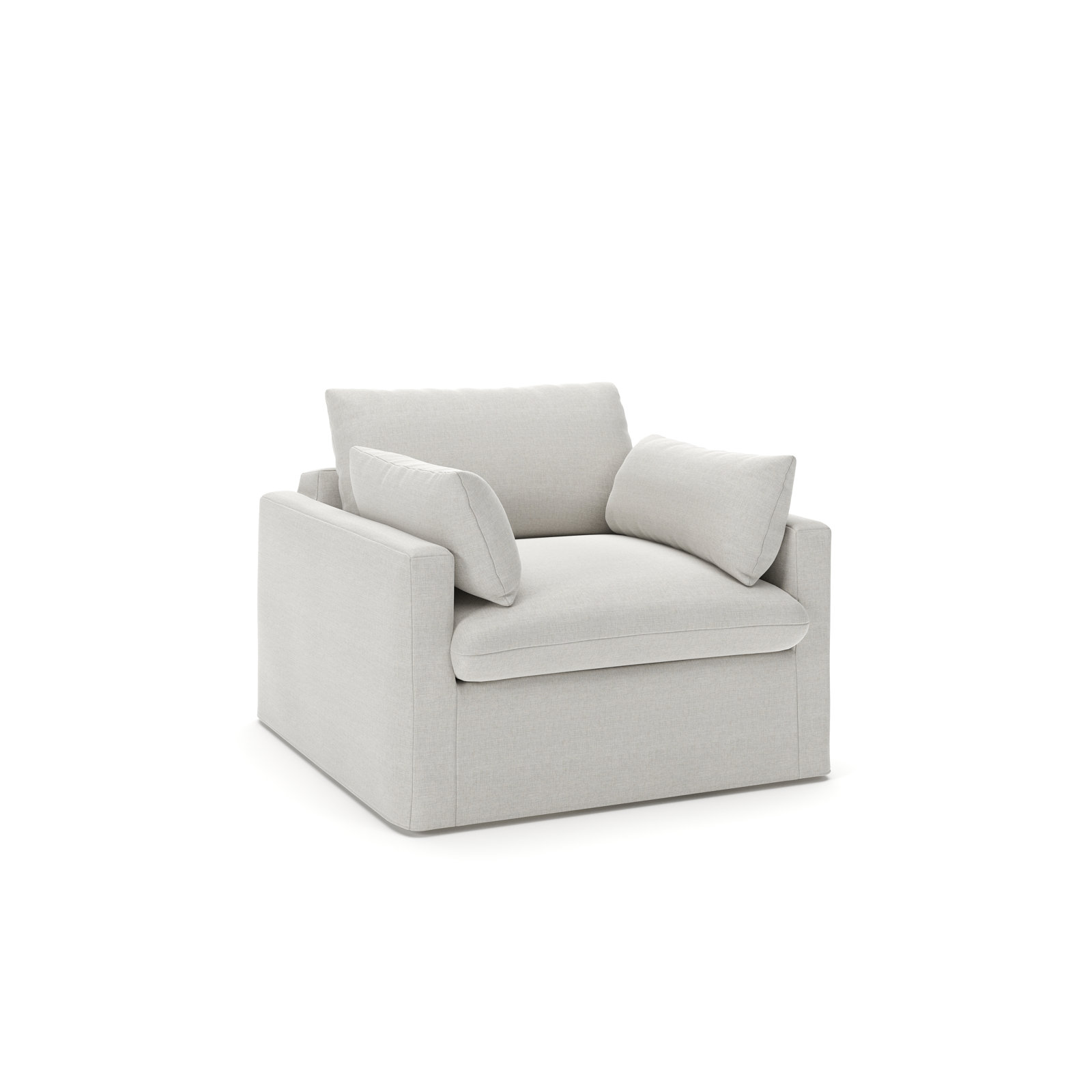 Luna Slipcovered Accent Chair, Drusky Ivory Sustain® Basketweave