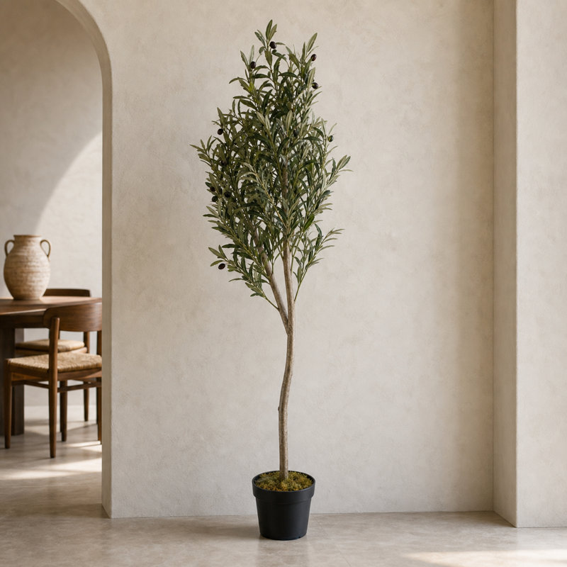 Plastic, Silk Eucalyptus Arrangement in Pot, 180cm H x 50cm W x 50cm D
