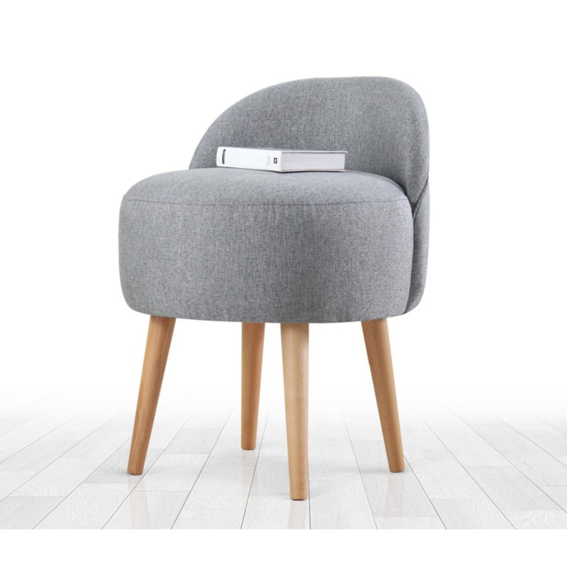 Cotton 48cm Wide Solid Colour Footstool Ottoman, Grey