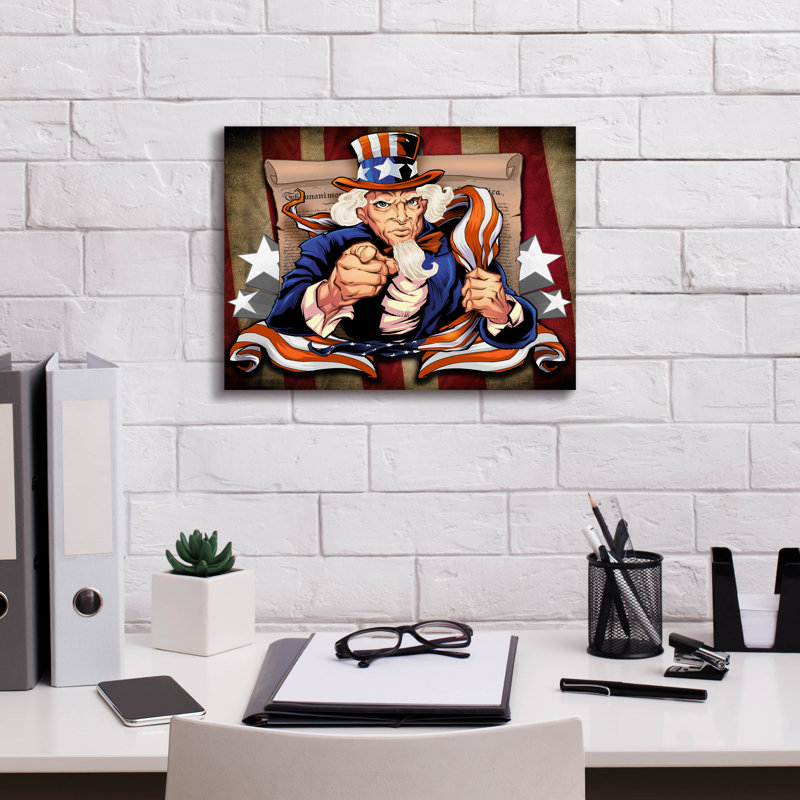 Francky " Uncle Sam Patriot Character ", 12" H x 16" W x 0.75" D