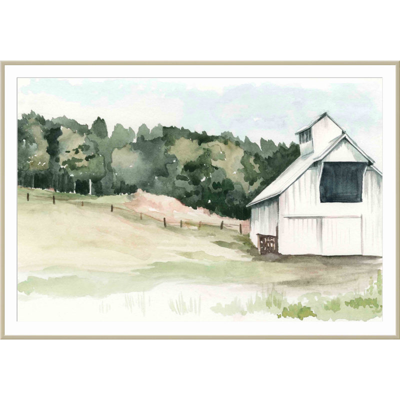 «Barn III» par Jennifer Paxton Parker - peinture encadrée, H 36,09 po x l 52,09 po x P 1,1 po, Argent allemand