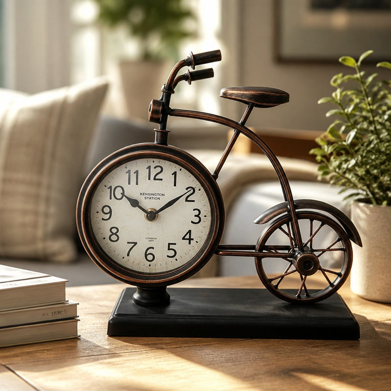 Numerical Steel Quartz movement / Crystal Tabletop Clock in Black