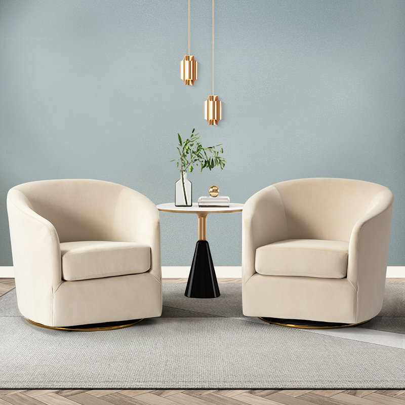 Holden Velvet Swivel Accent Chair, Tan