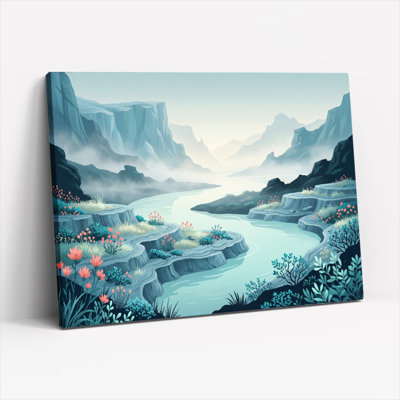 "Gallery Wrap", art mural sur toile pour le salon, la chambre à coucher, le bureau ou le vestibule - décoration murale décorative avec rivière de montagne