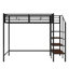 Structure de lit simple de taille mezzanine avec escalier, tablette de rangement-618086529
