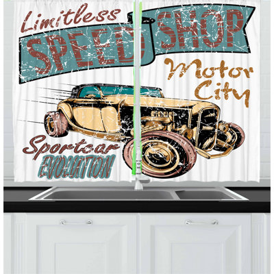 Cars 2 Piece Kitchen Curtain