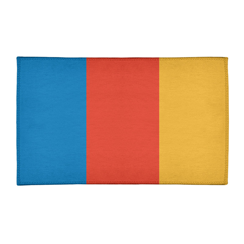 Tapis bleu/jaune rayé, Rectangle 2 pi x 3 pi