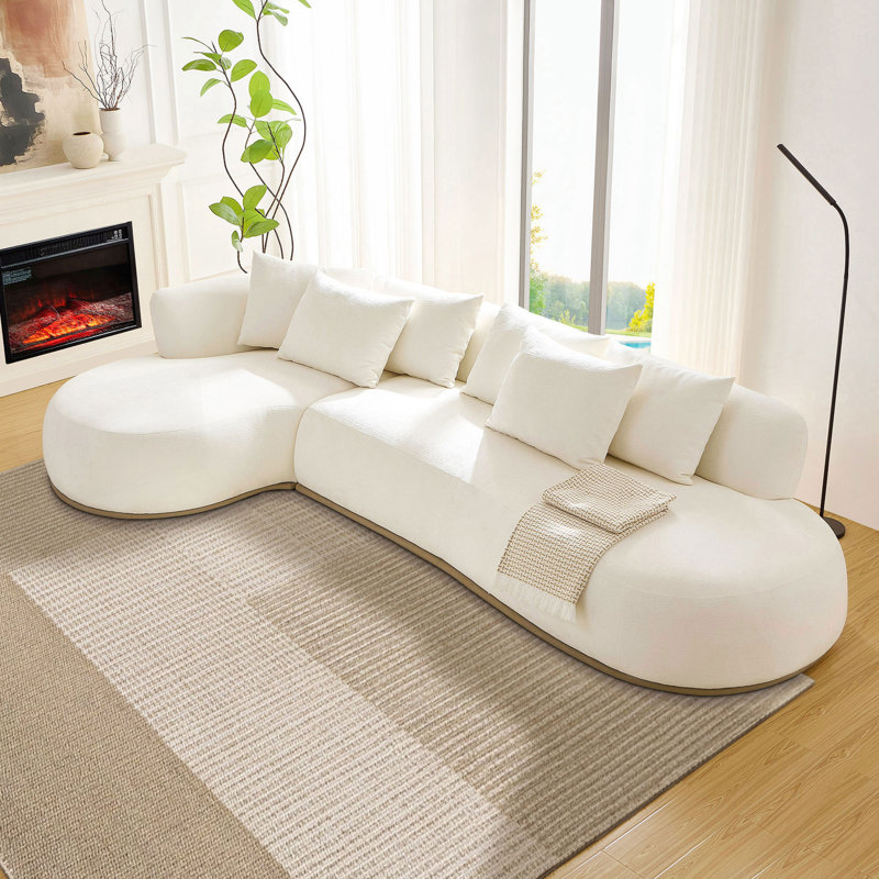 Canapé modulaire en L surdimensionné de 134,63 po avec méridienne à gauche et siège profond pour salon, Beige