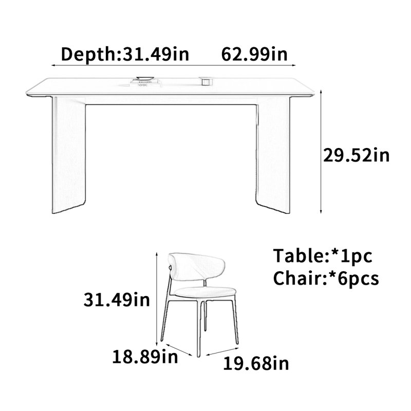 Table de salle à manger Simple, H 29,52 po x L 62,99 po x l 31,49 po