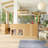 Kitchen Pantry Cabinet With Tempered Glass Doors And Open Shelves, Storage Bookshelf With Drawers (B+E+G+C)