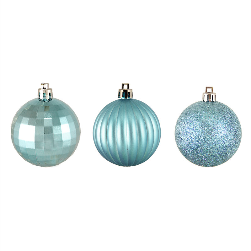 Boules de Noël 100% incassables à 3 finitions, Bleu pastel
