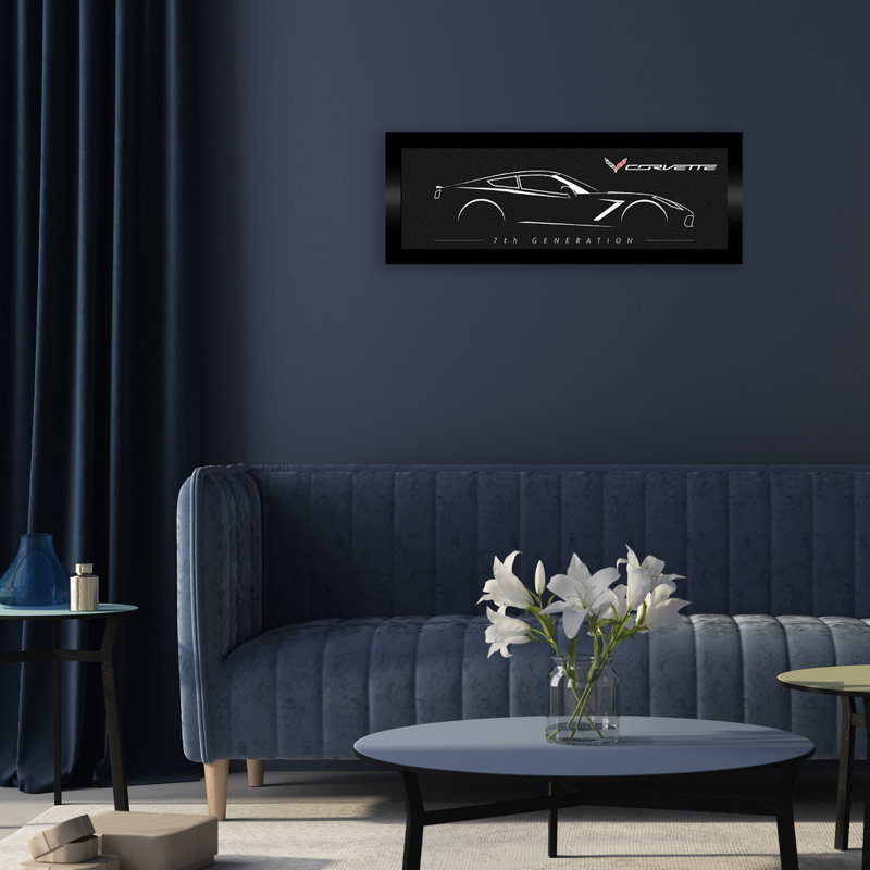 C7 Corvette Outline, reproduction encadrée sur toile