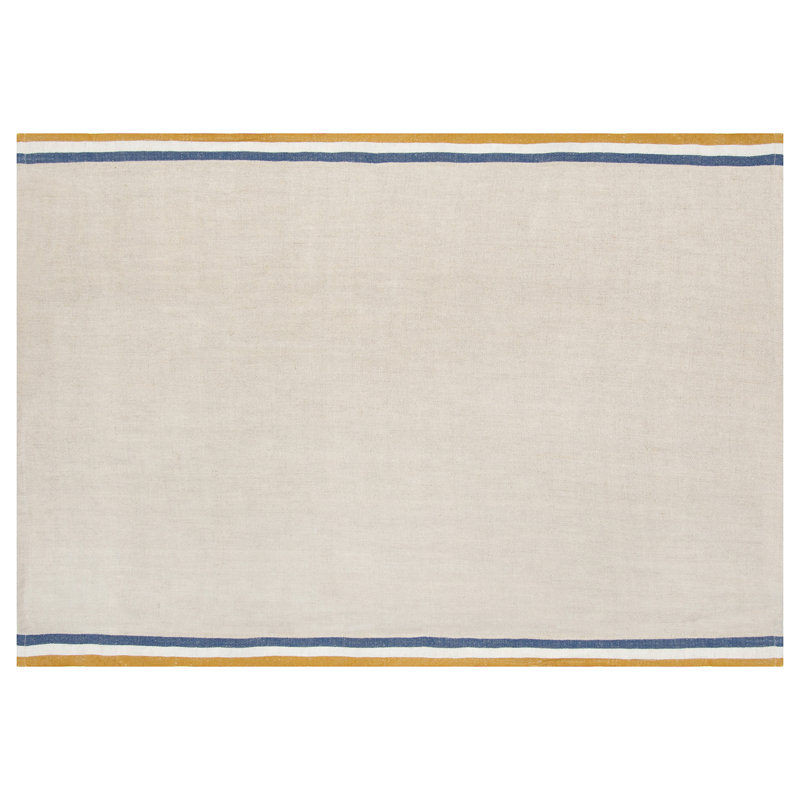 Normandy Striped Tea Towel, Natural/Mustard/Natural/Blue