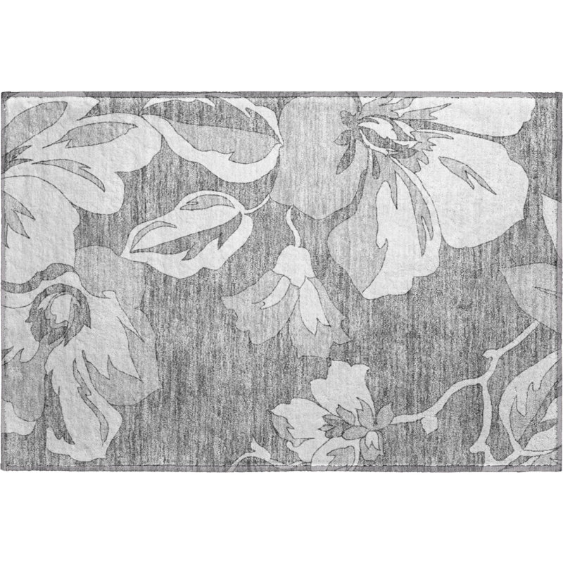 Tapis gris Prisco lavable à la machine de qualité supérieure, Rectangle 1 pi 8 po x 2 pi 6 po