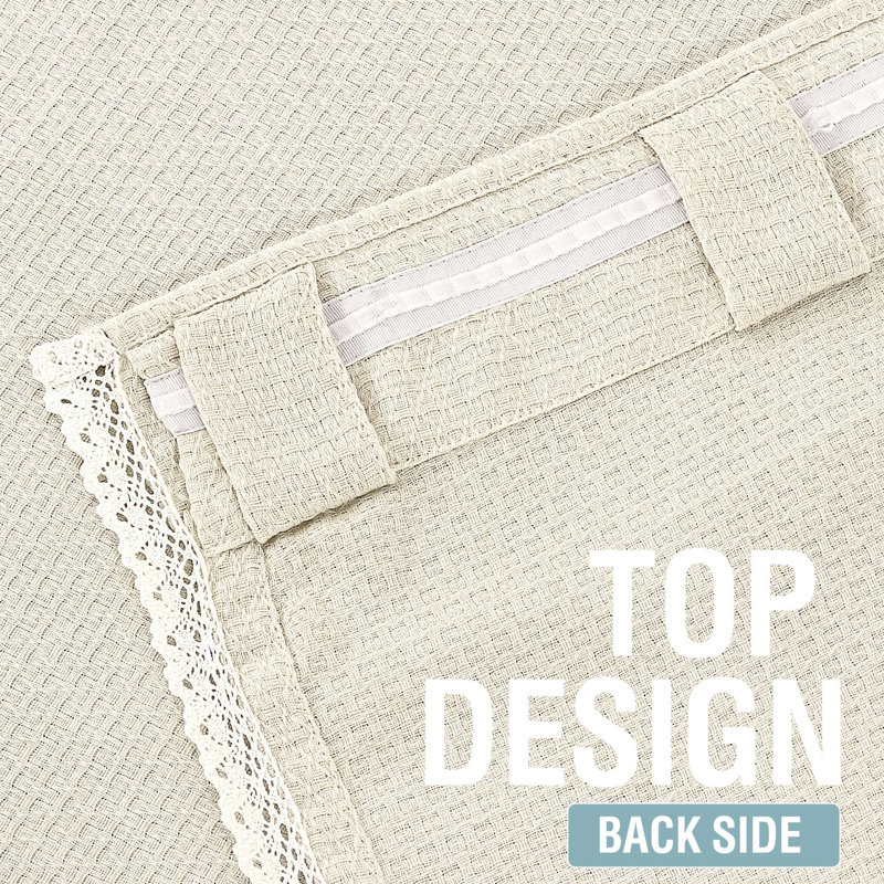 Rideaux en jacquard à 2 panneaux Boho, Crème (bordure avec bordures), l 52 po x L 108 po