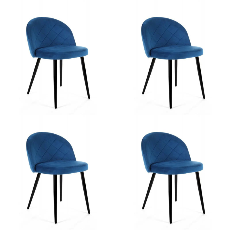 Henrieville 47cm H Tufted Velvet Upholstered Upholstered Back Side Chair in Navy
