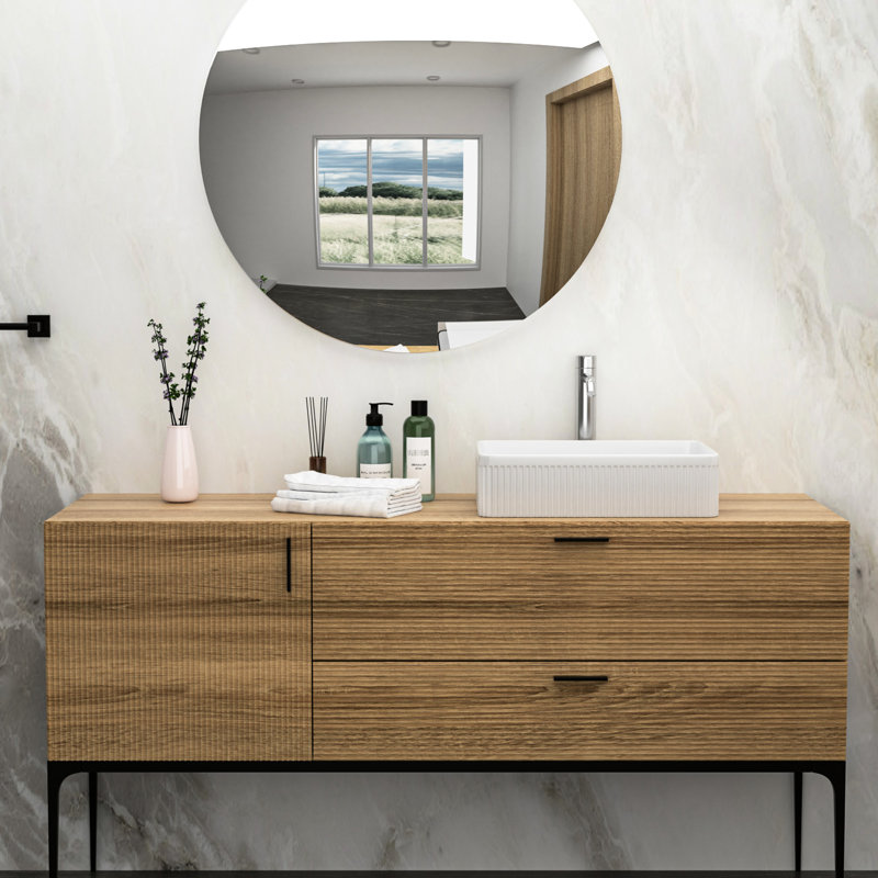 Vasque de salle de bain en céramique blanche - Rectangulaire, Moderne, Facile à installer, Résistante aux taches