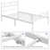 Minimalist Metal Slatted Bed Platform with Arrow Design Headboard