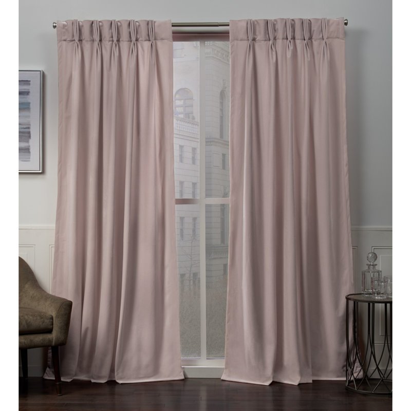 Donna Room Darkening Curtain Pair, 27"W x 84"L, Blush Pink