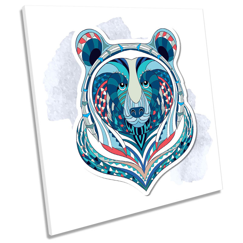 Bear Face Geometric - Wrapped Canvas Print, 40.6cm H x 40.6cm W x 2cm D