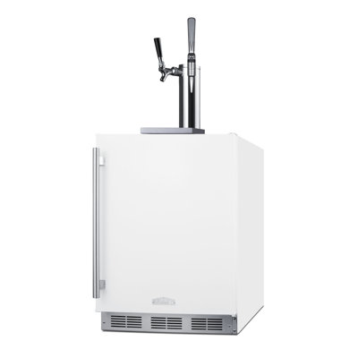 Summit Appliance 5.5 cu. ft. White Dual Tap Sixth Barrel Built-In Kegerator and Freestanding Kegerator with Door Lock and Adjustable Temperature for Commercial Use