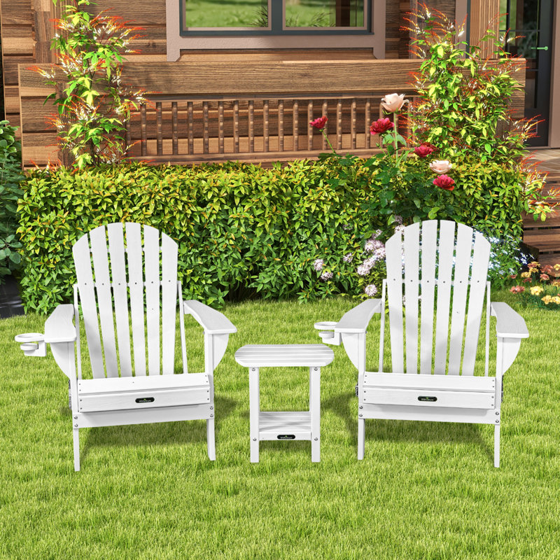Outdoor End Table, HDPE Small Patio Side Tables for Outside,White
