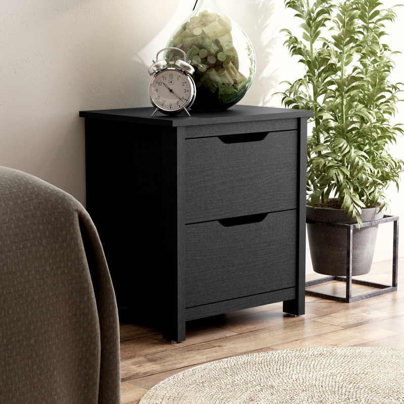 Cameka 22'' Tall 2 Drawer Nightstand, Black