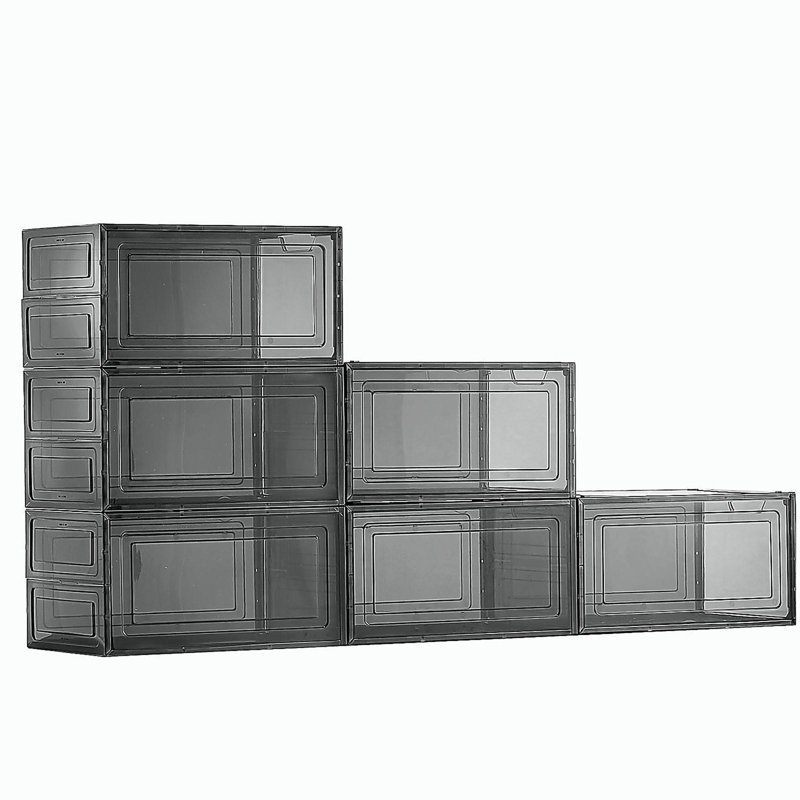 Boîte de rangement pour chaussures, paquet de 6 boîtes à chaussures empilables, taille 13, noir transparent