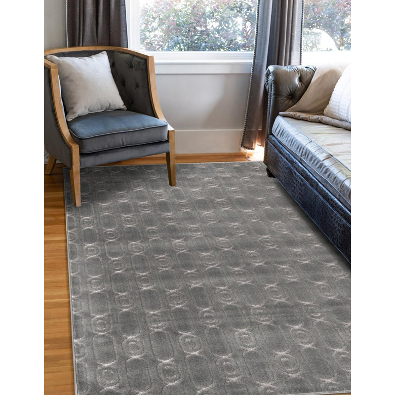 Tapis contemporain gris et argenté Vincente, Rectangle 2 pi x 3 pi 1 po
