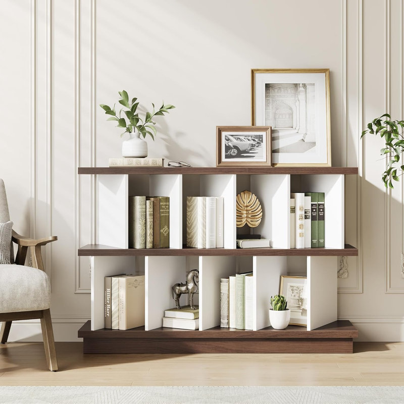 8 Cube Storage Shelf Organizer - Open Cube Bookshelf with 10 Removable Back Panels, Brown