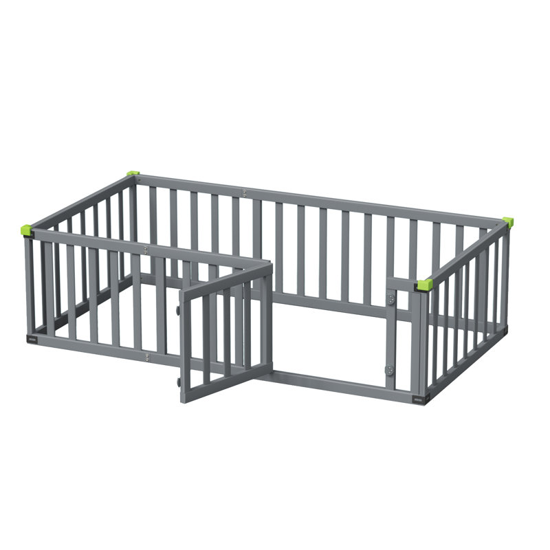 Kalandria Floor Bed Wooden Frame, W/door And Safety Fence, Toddler Floor-bed-frame For Children Bedroom, Toddlers, Kids Playroom