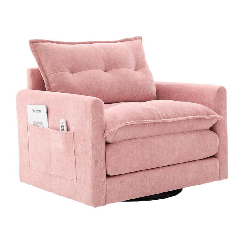Mid Century Modern Swivel Barrel Chair, Pink