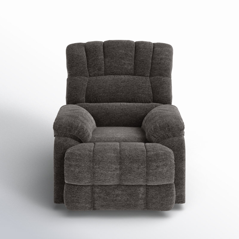 Breasha 39.7" Wide Manual Upholstered Swivel Rocker Recliner, Gray Chenille