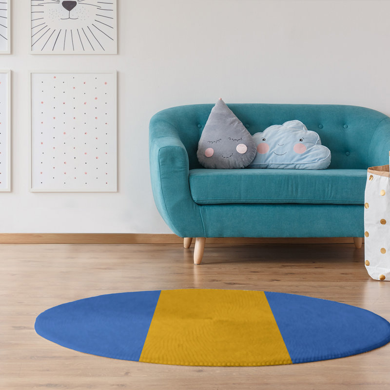 Tapis bleu/jaune, Rectangle 9 pi x 12 pi