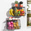 Panier à fruits à 2 niveaux pour corbeille de fruits empilable à suspendre au mur avec couvercle en bois et 4 crochets à banane
