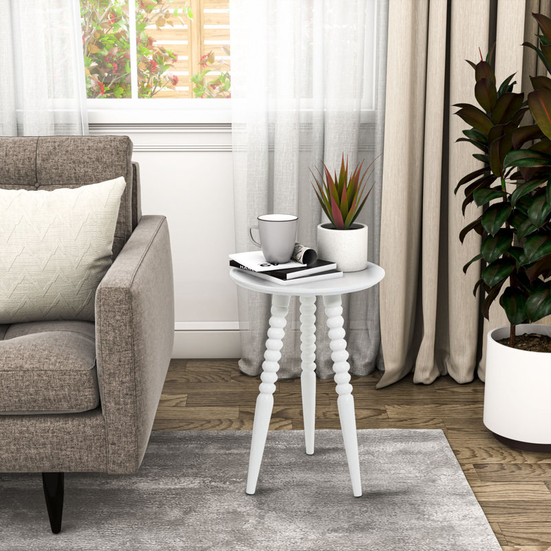 Mitchelle Round Accent End Table - White