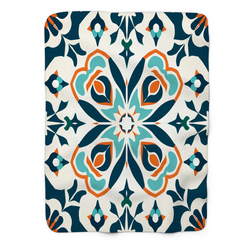 Moroccan Tile Art - couverture de qualité supérieure 1 pièce, Lit simple
