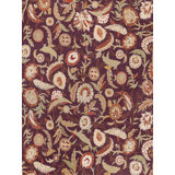 Garden Wool Floral Area Rug in Sage Green/Russet Red/Gray/Ivory