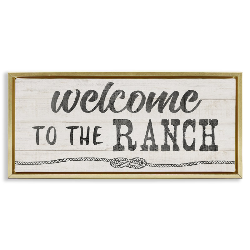 «Welcome to Ranch», art mural encadré flottant rustique doré par CAD Designs, H 11 po x l 25 po