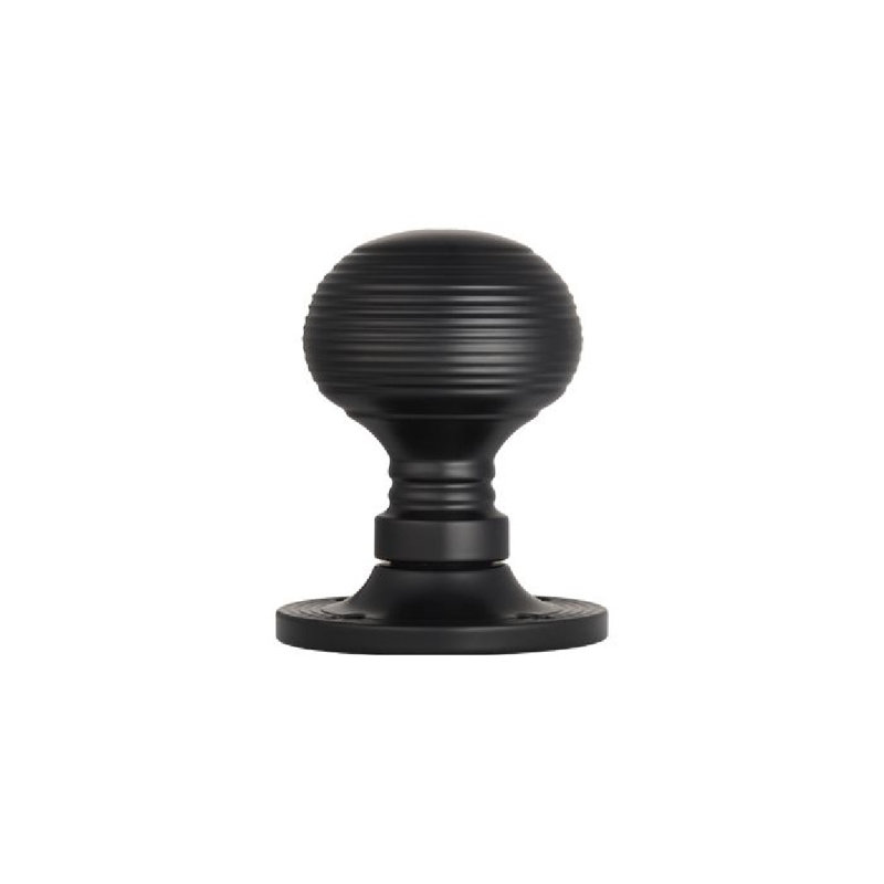 Queen Anne Passage Door Knob, Matt Black