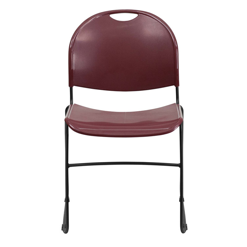 Chaise empilable ultra compacte de 880 lb avec structure en métal Gaea, Noir, Noir, 1